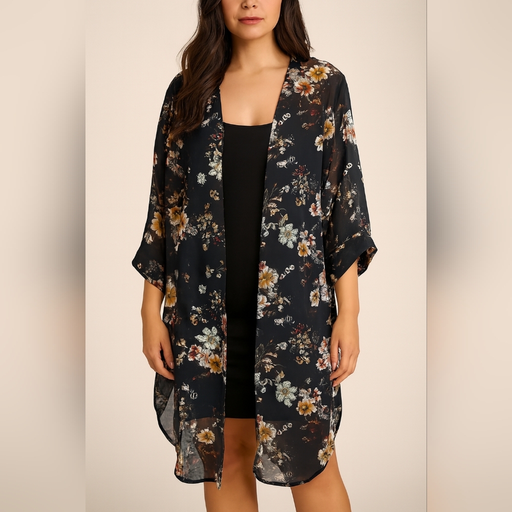 NWT Olrain Sheer Floral Kimono